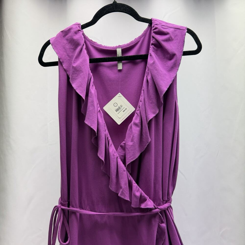 Hanna Andersson Bright Purple Ruffle Wrap Dress Women’s Large Midi NWT $88 - Picture 3 of 13